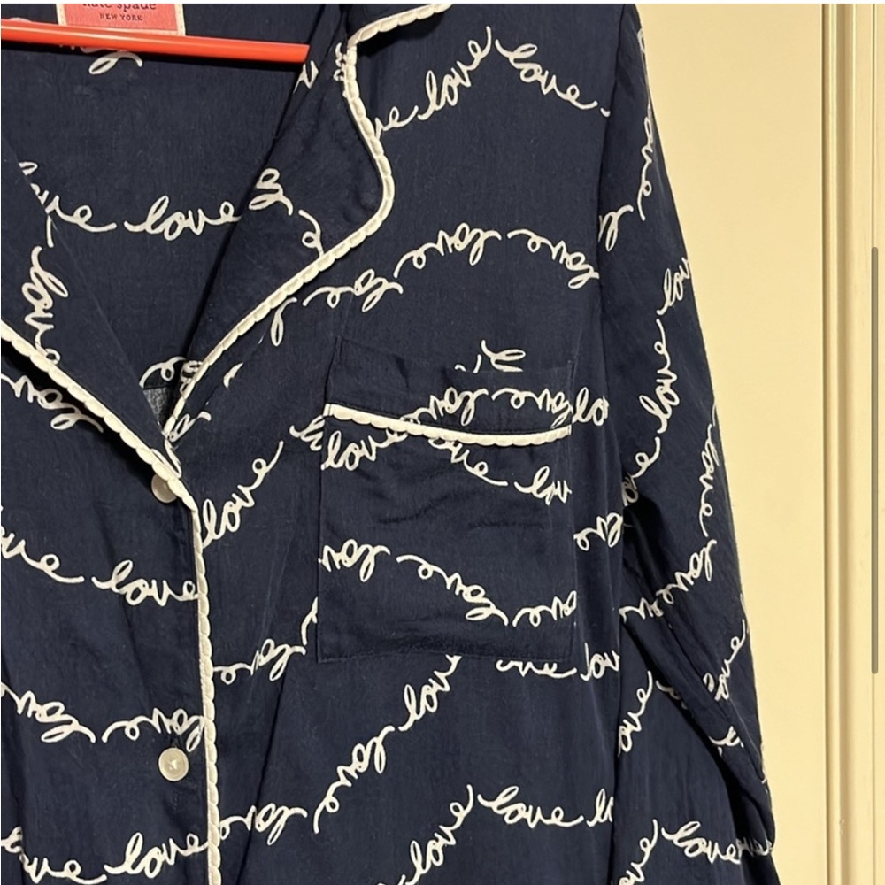 Kate Spade Navy Shirt with White Script - Picture 4 of 5
